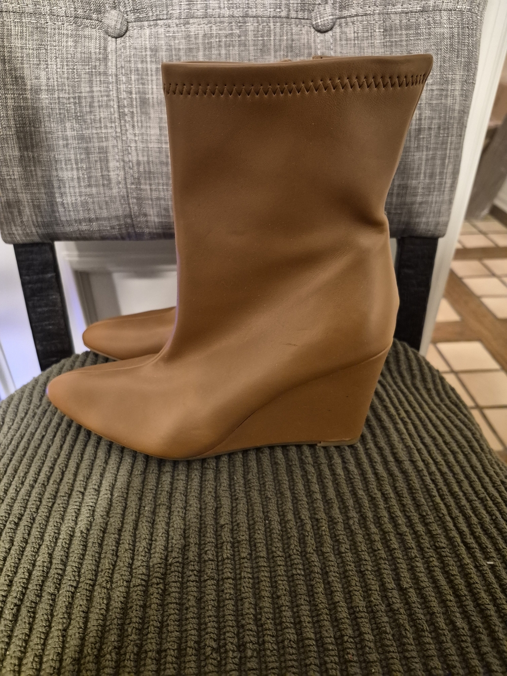 Women's Tan Wedge Ankle Boots - Sleek Slip-On Style